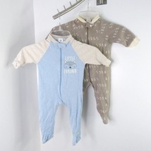 2pc Bundle Lot Gerber Baby Boy&#39;s 6-9M Organic Cotton One-Piece Footie Pajamas - £6.37 GBP