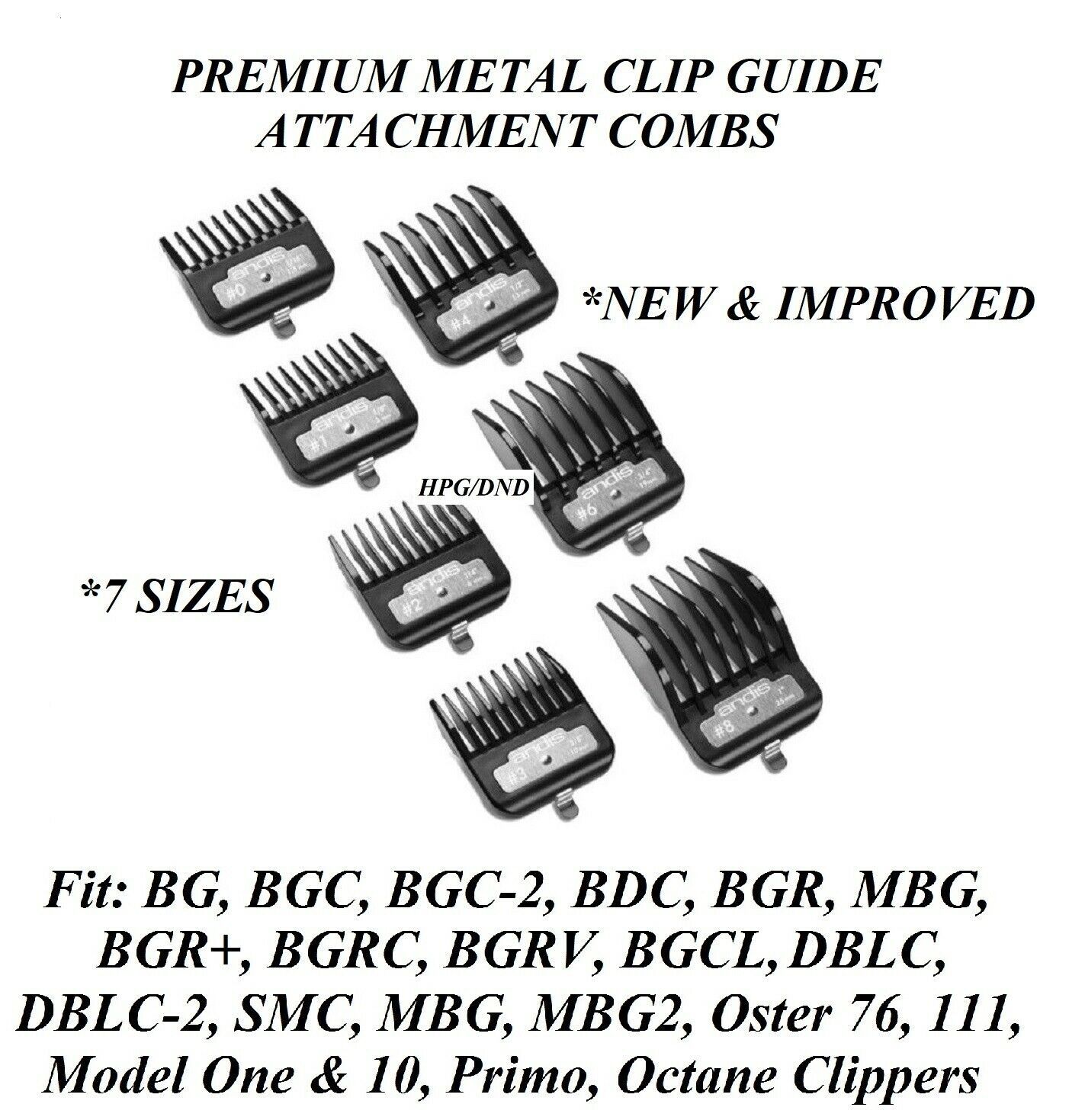 Primary image for ANDIS Metal Clip DETACHABLE BLADE ATTACHMENT COMB SET*Fit Excel,MBG2,BGRV,BGS,BG