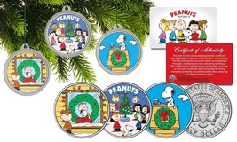 PEANUTS CHRISTMAS Charlie Brown JFK Half Dollar 3-Coin Set Tree Ornament... - $15.85