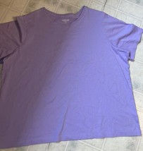 LANDS END 1X Women&#39;s Short Sleeve Scoop T Shirt Relaxed Fit Lavender - £18.16 GBP