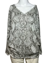New WHBM White House Blouse Womens SP Small Petite White / Gray Snake Top - BC - £16.21 GBP