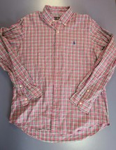 Ralph Lauren Size L Cotton Pink Plaid Button Down Shirt Embroidered Pony... - $14.73