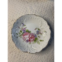 Vintage Purple Blue Pink flower trinket dish bowl 5&quot; bone china - $11.57