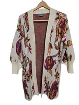 Anthropologie SIZE XS Brooke Floral Wool Blend Knit Long Cardigan Sweater  - £83.34 GBP
