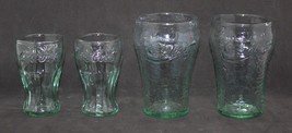 Coca-Cola Green Embossed Glasses and Shot Glasses - Lot of 4 - £11.71 GBP