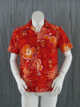 Vintage Hawaiian Aloha Shirt - Bark cloth Tribal Floral Pattern - Men&#39;s Medium  - £74.39 GBP