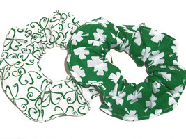 St Patricks Day Hair Scrunchie Green Sequin Shamrocks Tie Scrunchies by ... - $6.99