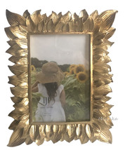 Isaac Jacobs 4x6&quot; Sunflower Photo Picture Frame Gold Tone Easel Stand Desk Wall - £26.39 GBP