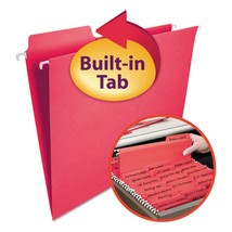 Smead FasTab Hanging File Folder, 1/3-Cut Built-in Tab, Letter Size, Red, 20 per - £32.15 GBP