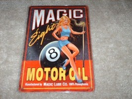 New &quot;Magic Eight MOTOR OIL&quot; Tin Metal Sign Sexy Girl Eight Ball - £19.70 GBP
