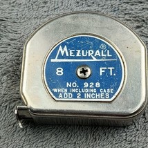 Vintage Lufkin Mezurall 8 Ft Tape Measure No. 928 Made In USA Saginaw MI Blue  - £6.85 GBP