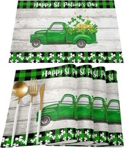 Happy St. Patrick&#39;s Day Placemats Set of 6 Cotton Linen Heat Resistant Table Mat - £14.08 GBP
