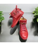 BUSCEMI Men&#39;s Sneaker Leather High Top Shoes Made in Italy Size 43 IT / ... - $203.09 CAD