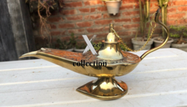 8&#39;&#39; Antique Vintage Aladdin Brass Genie Oil Lamp Nautical Chirag Incense... - £32.69 GBP