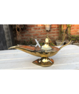 8&#39;&#39; Antique Vintage Aladdin Brass Genie Oil Lamp Nautical Chirag Incense... - £32.54 GBP