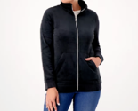 Isaac Mizrahi Live! Soho Double-Faced Velour Zip Front Jacket- BLACK, LARGE - £23.56 GBP