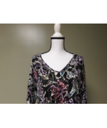 J Jill Wearever Collection Womens Top Medium Black Purple Floral 3/4 Sleeve - £19.82 GBP