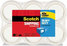 Scotch Heavy Duty Clear Shipping Packaging Tape 1.88 inches x 54.6 Yards 6 Rolls - £27.42 GBP
