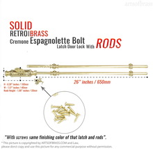Solid Brass Western Cremone Espagnolette Bolt Latch Door Lock and Brass ... - $165.00