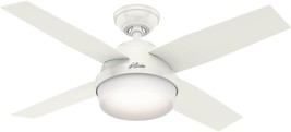 White 44&quot; Hunter Dempsey Indoor Ceiling Fan With Remote And Led Light. - £144.46 GBP