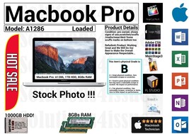 Apple Macbook Pro A1286 15" Core i7 2.4GHz 8GBs Ram 1000GB HDD Loaded - Grade B - $599.99