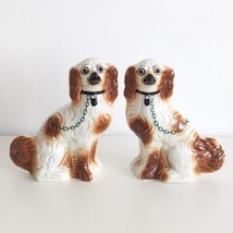 Victorian Staffordshire Pottery Dogs, Glass Eyes, Hand Painted, Antique Pair - £112.59 GBP