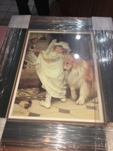 brand new baby and dog picture with heavy duty frame new wrapped - $140.58