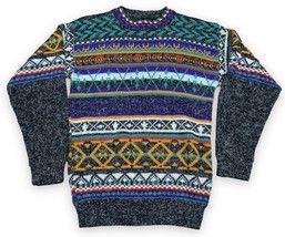 Vtg XSTATX Youth Crewneck Sweater Geo Southwestern Striped Multicolor Gray M - £17.80 GBP