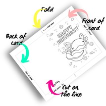 Printable Axolotl BIRTHDAY CARD, Coloring DIY birthday card for children - £1.10 GBP