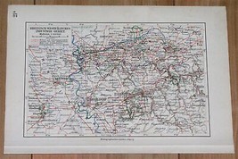 1912 Antique Map Of Ruhr Ruhrgebiet Dortmund Wuppertal Düsseldorf Germany - £14.89 GBP