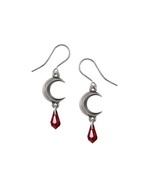 Alchemy Gothic E477R Moon Red Earrings Red Crystal Tear Drop Crescent Dr... - £21.32 GBP