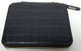 Martha Stewart Sharkey Croco Embossed Leather Small Zip Wallet Black - £19.93 GBP