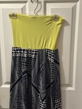 Lucky Day Strapless Maxi Dress Geometric Navy &amp; White Bottom Chartreuse ... - $10.39