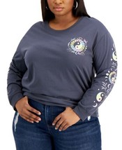 Rebellious One Womens Trendy Plus Size Graphic Top Size 1X Color Charcoal - £26.59 GBP