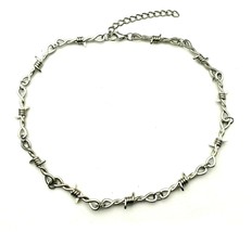 Barbed Wire Necklace Spike Thorn Pendant 18&quot; Chain Choker Unisex Jewellery Uk - £4.30 GBP