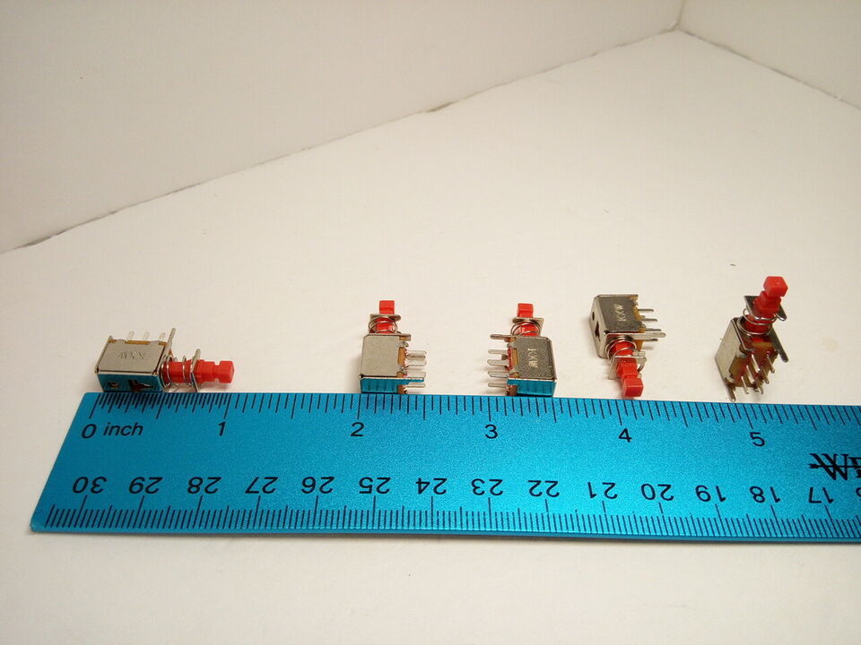 5X Pack Maintained 6 Pins 8 w/Legs Push Button Power Switch Red Reset KXW Lock Item image 5