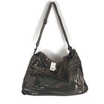 Womens Brown Metallic Snake Print Rolling Duffel Bag Triple Compartments... - £15.43 GBP