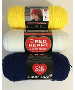 Red Heart Super Saver White Blue Yellow Yarns - $30.92 CAD