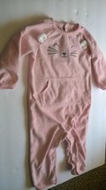 Carter&#39;s Baby Girls 9 Mon 1 piece Sleeper Pajama PInk Polka Dot Kitty Cat face - £8.80 GBP