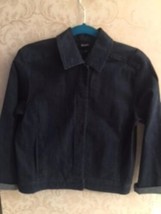 Nwot Eileen Fisher Dark Blue Hidden Snap Button Denim Jacket Sz S - £116.37 GBP