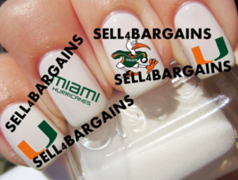 40 NEW 2023 UNIVERISTY OF MIAMI Hurricanes Nail Art Decals 3 Different D... - £15.00 GBP