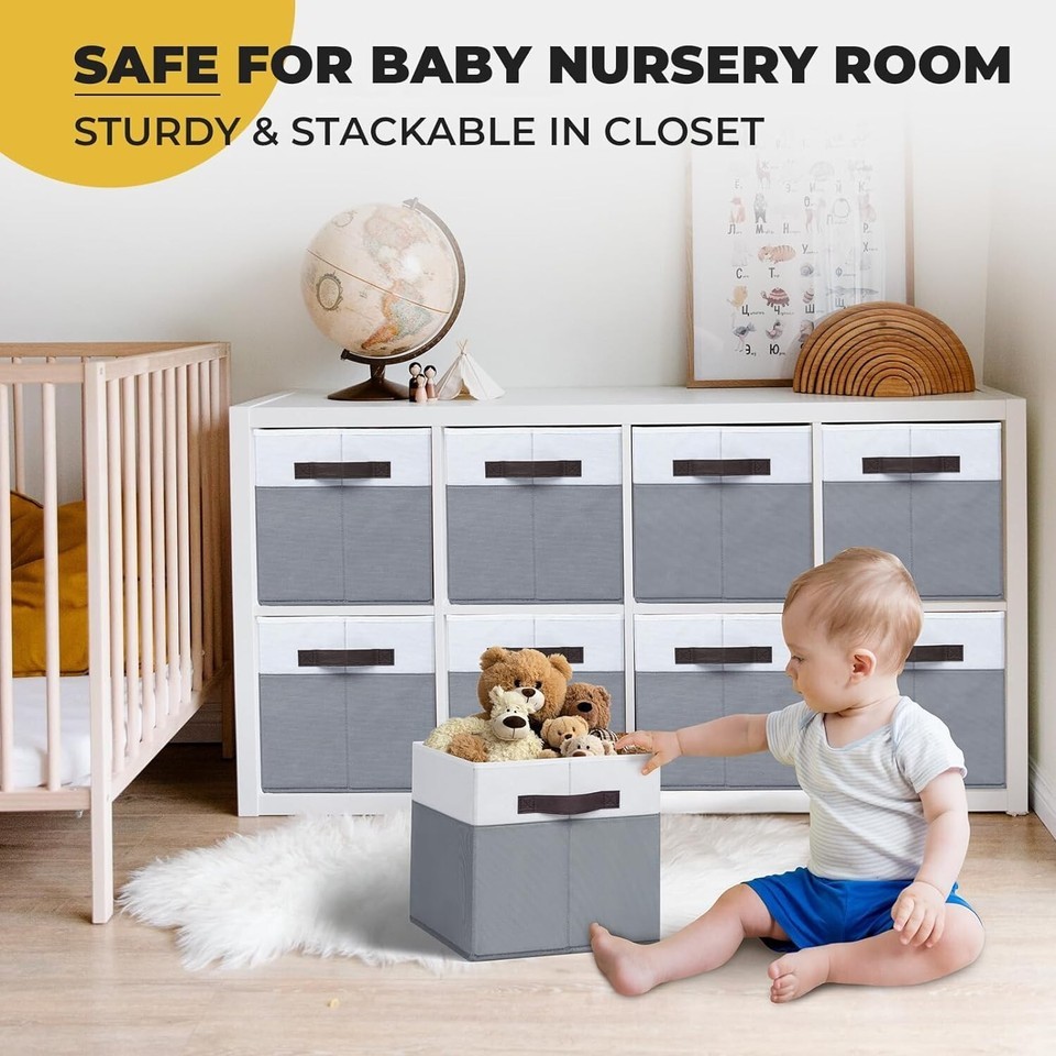 Stylish 8-Pack 13x13 Fabric Storage Bins with Handles for Home Décor & Storage Item image 5