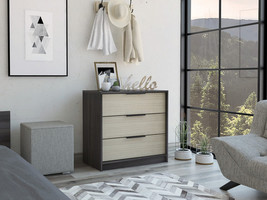 28&quot; Black And Light Oak Manufactured Wood Three Drawer Dresser - $247.49