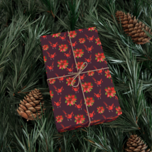Eco-Friendly Cardinal and Poinsettia Gift Wrap Paper - £9.50 GBP