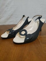 Cole Haan Black Kitten Heel Shoes Sling Back Circle Design Open Toe Size... - $32.95