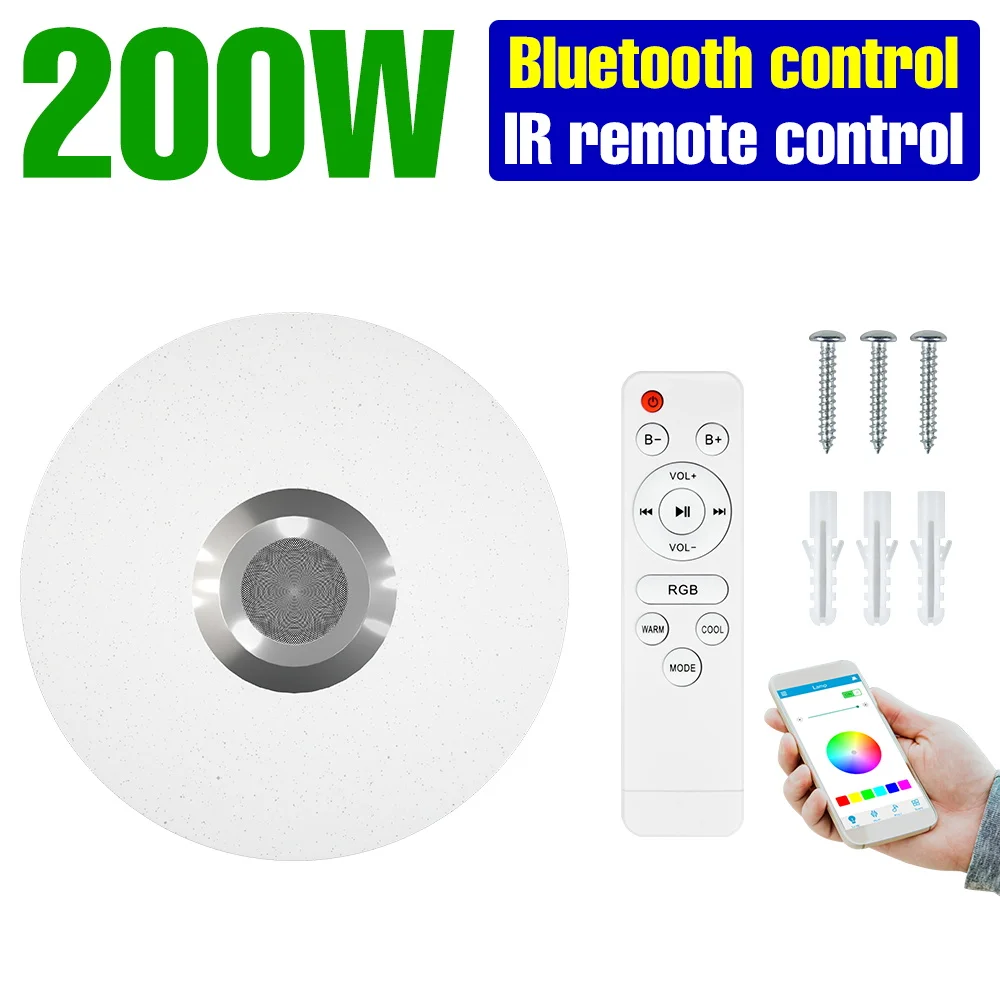 Smart RGB Ceiling Light 220V RGB Dimmable Bluetooth Music Lamp 110V IR Remote Co - £171.40 GBP