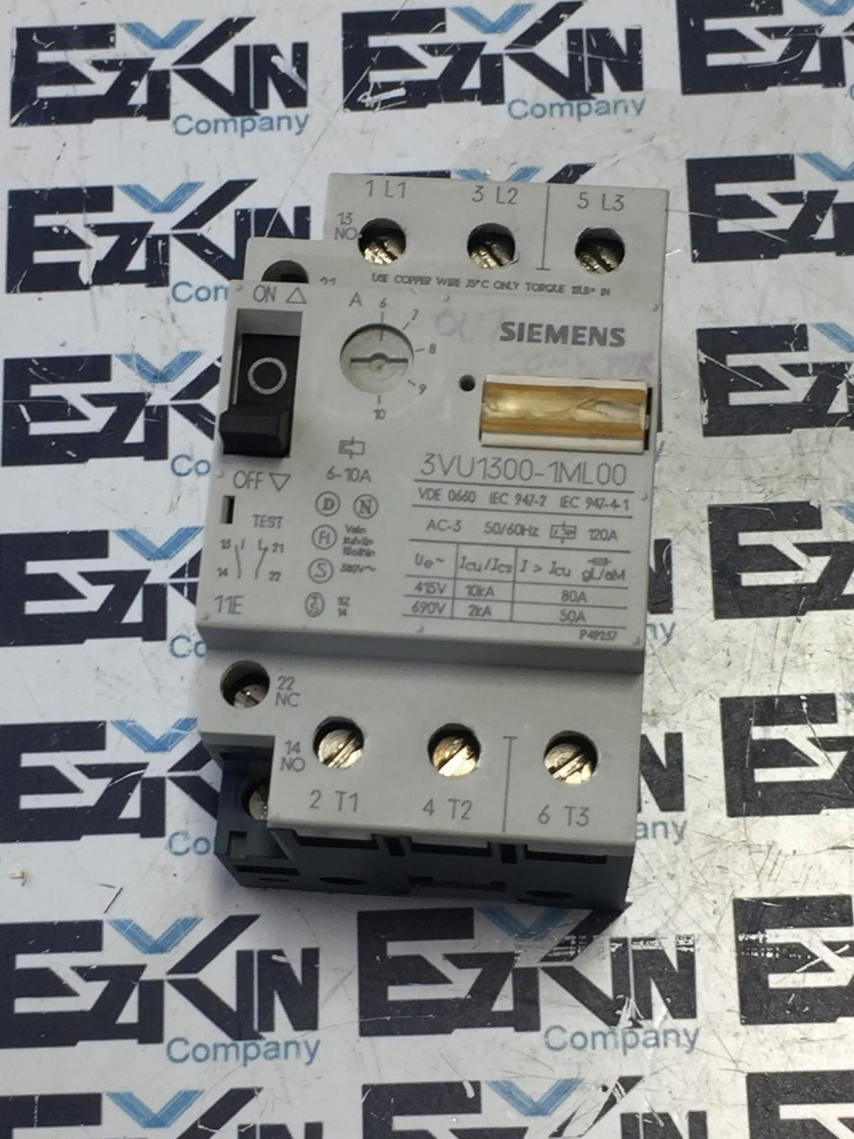 SIEMENS 3VU1300-1ML00 MOTOR STARTER PROTECTOR 6-10A  - $29.00