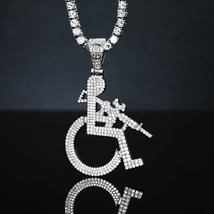 2Ct Round Cut Diamond Unisex Handicap Pendant 14k White Gold Plated NO CHAIN - $197.99