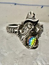 Merlin ring Magician band rainbow disco ball CZ size 11.25 sterling silver women - £62.06 GBP