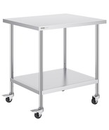VEVOR Stainless Steel Work Table 30 x 36 x 38 Inch, with 4 Wheels, 3 Adj... - €226,96 EUR
